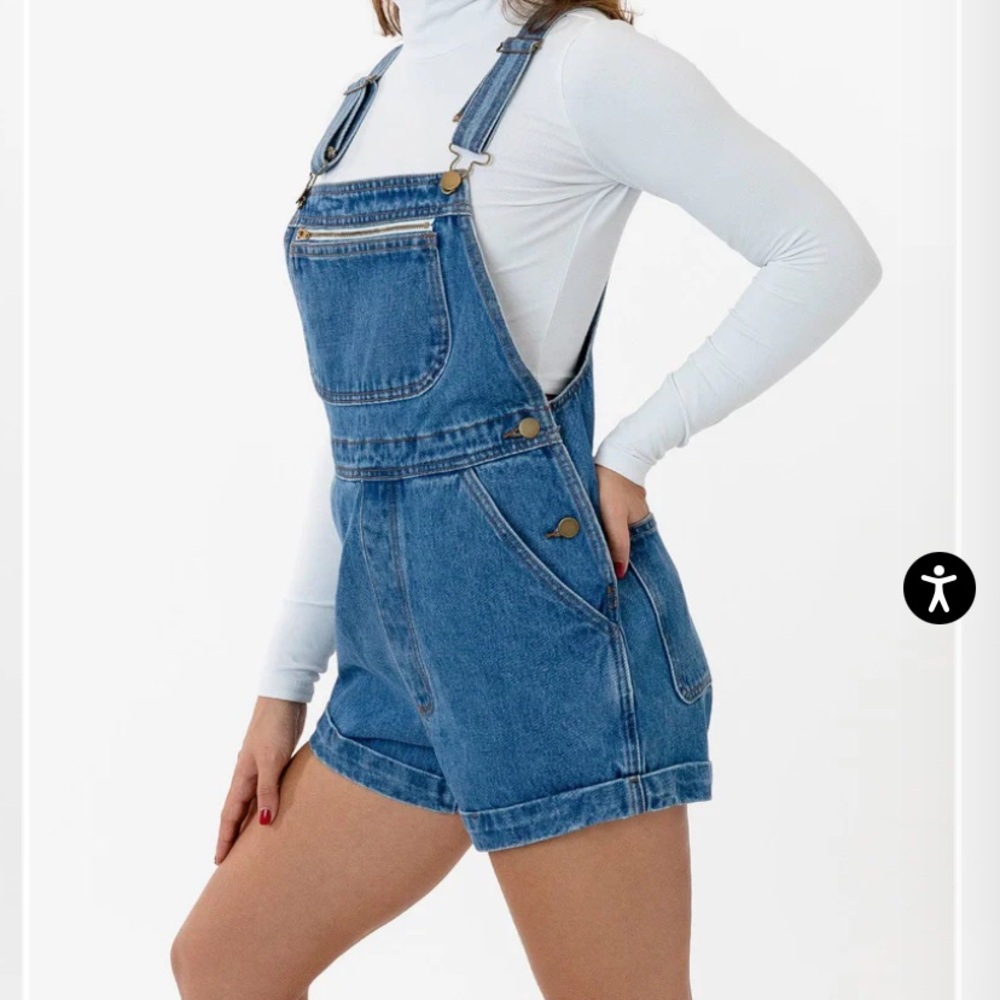 Los Angeles apparel DENIM CUFFED SHORT ALL shorts overalls - small (relaxed fit)